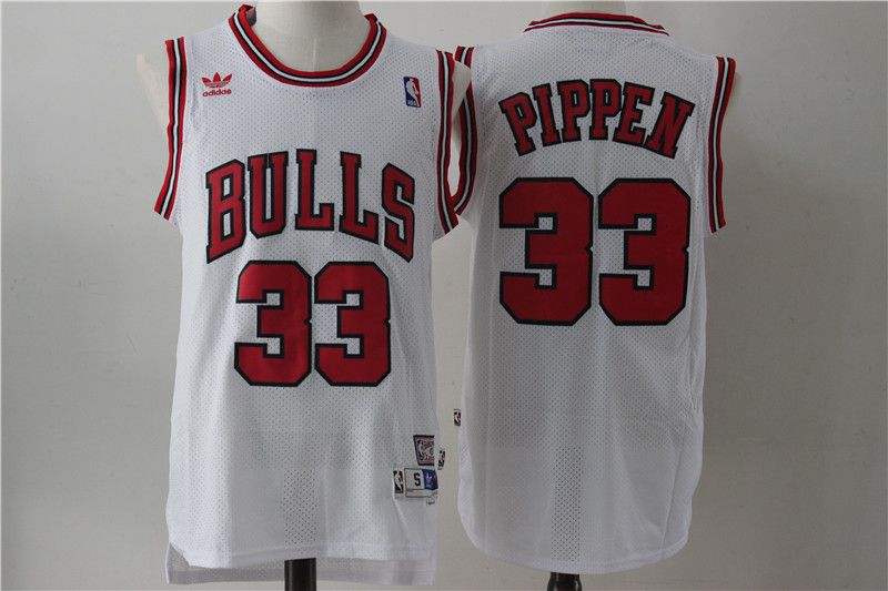 Men Chicago Bulls #33 Pippen White Throwback NBA Jerseys